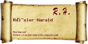 Rösler Harald névjegykártya